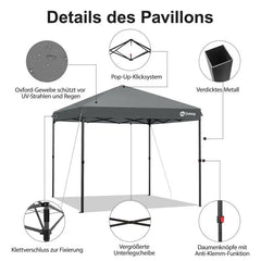 Sekey 300 x 300 cm Faltpavillon mit 4 Sandsäcken und Tragetasche Sekey