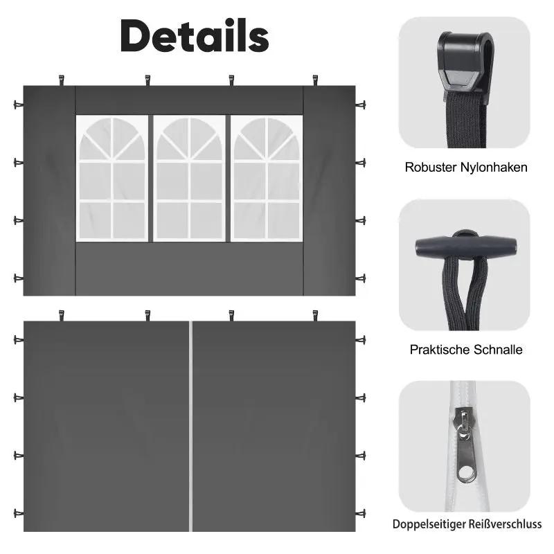Sekey 3×3m Seitenwand für Pavillon, 2er Set, mit Reißverschlussv und Fenster Sekey