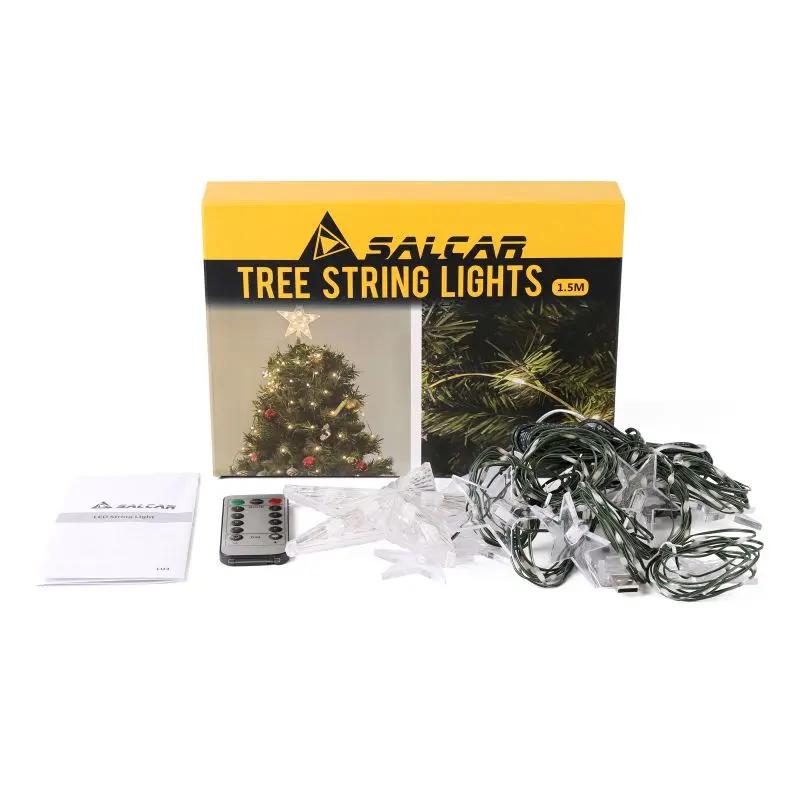 Salcar 2 m LED Lichterkette für Weihnachtsbaum, mit 10 Strängen, 200 LEDs, mit Fernbedienung, USB-betrieben Salcar