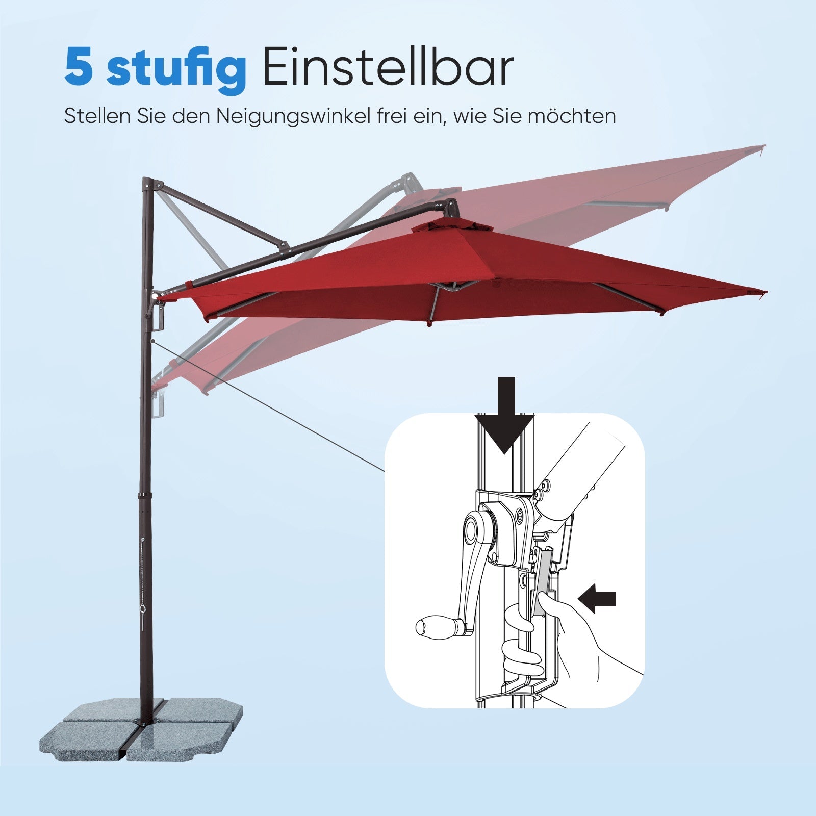 Sekey Ampelschirm 300 cm Aluminium Sonnenschirm mit 360° Drehung, Neigefunktion, UV50+ Schutz Sekey