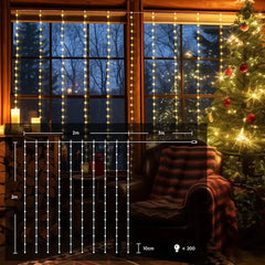 Salcar 2 x 2 m LED Lichtervorhang mit Fernbedienung, 200 LEDs, USB-betrieben Salcar