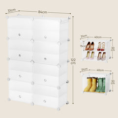 Sekey Weiß Schuhschrank mit 6/8/10 Fächern – Großes modulares Schuhregal für bis zu 24 Paar Schuhe Sekey