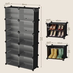 Sekey Schuhschrank Schwarz – Modulares Stecksystem, stabil & platzsparend, ideal für Flur & Kleiderschrank Sekey