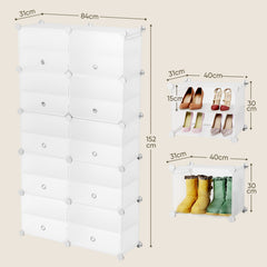 Sekey Weiß Schuhschrank mit 6/8/10 Fächern – Großes modulares Schuhregal für bis zu 24 Paar Schuhe Sekey