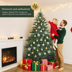 Salcar Künstlicher Weihnachtsbaum mit Holzständer, 150/180/210 cm, Realistischer PVC Christbaum, Pflegeleicht & Hochwertige Weihnachtsdekoration für Innenräume