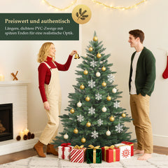 Salcar Künstlicher Weihnachtsbaum mit Holzständer, 150/180/210 cm, Realistischer PVC Christbaum, Pflegeleicht & Hochwertige Weihnachtsdekoration für Innenräume