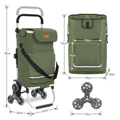 Sekey XXL Einkaufstrolley Treppensteiger 3-Rad Faltbarer Aluminium 3-in-1 Einkaufswagen mit Höhenverstellbarem Griff, Kühlfach & Getränkefach Ideal für Camping & Einkäufe