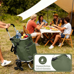 Sekey XXL Einkaufstrolley Treppensteiger 3-Rad Faltbarer Aluminium 3-in-1 Einkaufswagen mit Höhenverstellbarem Griff, Kühlfach & Getränkefach Ideal für Camping & Einkäufe