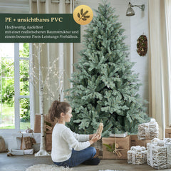 SALCAR Artificial Christmas tree made of PE &amp; invisible PVC tips – Natural grey-green fir with quick-assembly folding system &amp; stable metal stand (150 cm / 180 cm / 210 cm)