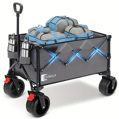 Sunula Faltbarer Bollerwagen 3026 mit Allwetterrädern, 300 L Volumen, 149 kg Tragkraft – Robuster Transportwagen für Strand, Camping, Garten & Einkauf SEKEYMALL