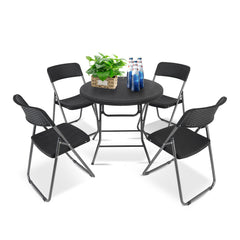 Sekey Balkonmöbel Set 5-teilig – Klappbares Balkonset für 4 Personen, Wetterfestes Rattan Gartenmöbel Set mit 4 Klappstühlen & Tisch, Bistro Set für Balkon, Terrasse und Garten