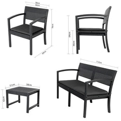 Sekey 4-teilig Gartenmöbel Set, Sofa, 2 Sessel und Gartentisch Sekey