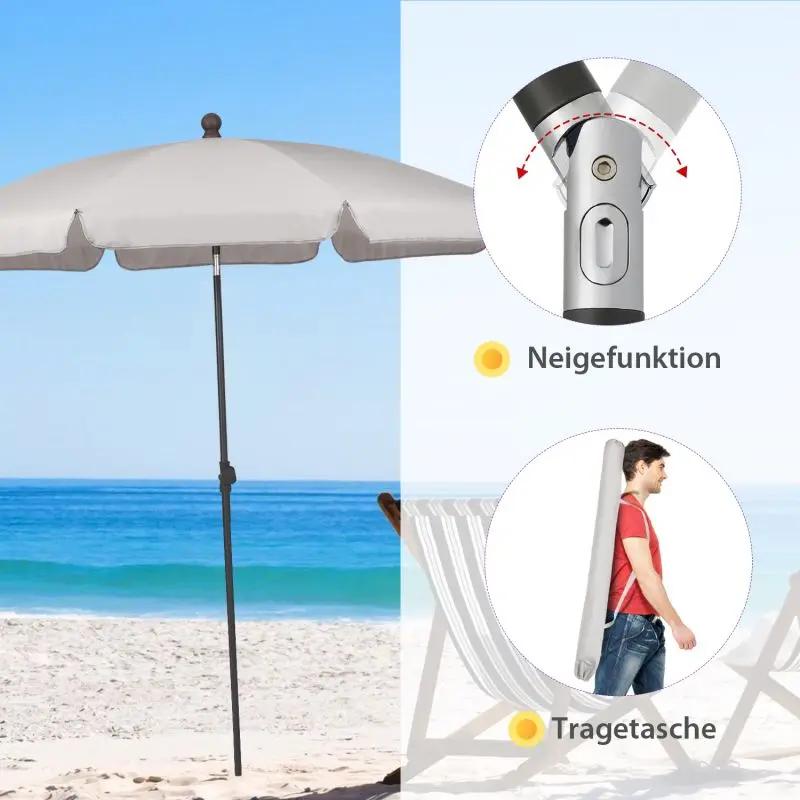 Sekey 200 cm Sonnenschirm mit Schutzhülle, Sonnenschutz UV50+ Sekey
