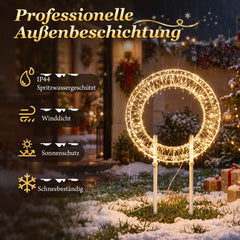 Salcar LED Lichterkranz 3D Metall – Weihnachtskranz mit warmweißen LEDs, Timer und 8 Lichtmodi