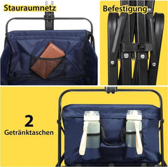 Sekey 100L / 200KG Faltbarer Bollerwagen, mit Bremsen und Vollgummirädern Sekey