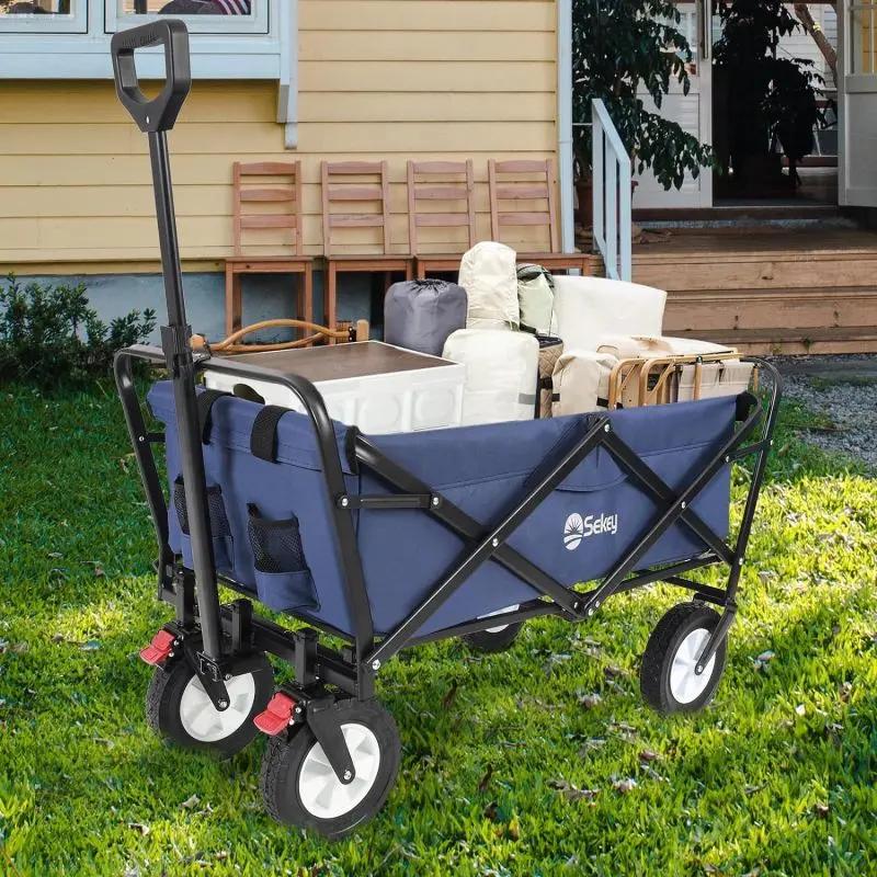 Sekey 100L / 200KG Faltbarer Bollerwagen, mit Bremsen und Vollgummirädern Sekey