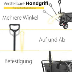 Sekey 100L / 200KG Faltbarer Bollerwagen, mit Bremsen und Vollgummirädern Sekey
