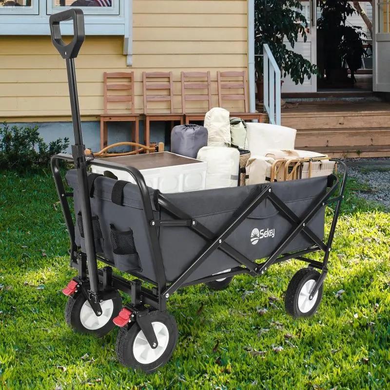 Sekey 100L / 200KG Faltbarer Bollerwagen, mit Bremsen und Vollgummirädern Sekey