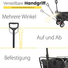 Sekey 100L / 200KG Faltbarer Bollerwagen, mit Bremsen und Vollgummirädern Sekey