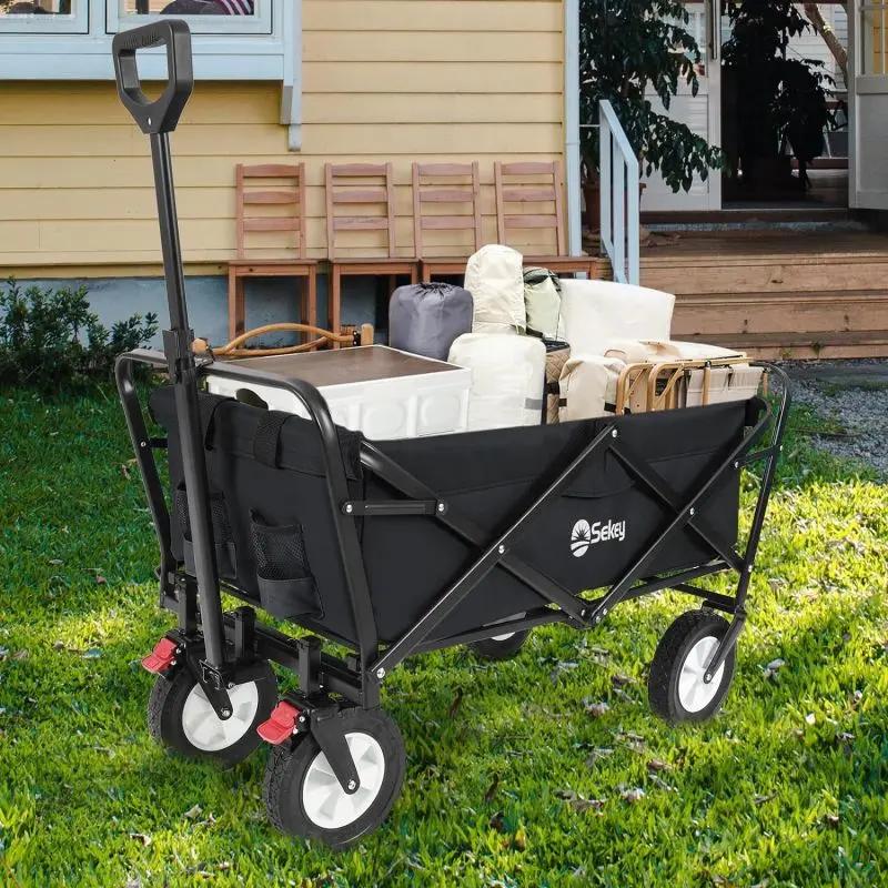 Sekey 100L / 200KG Faltbarer Bollerwagen, mit Bremsen und Vollgummirädern Sekey