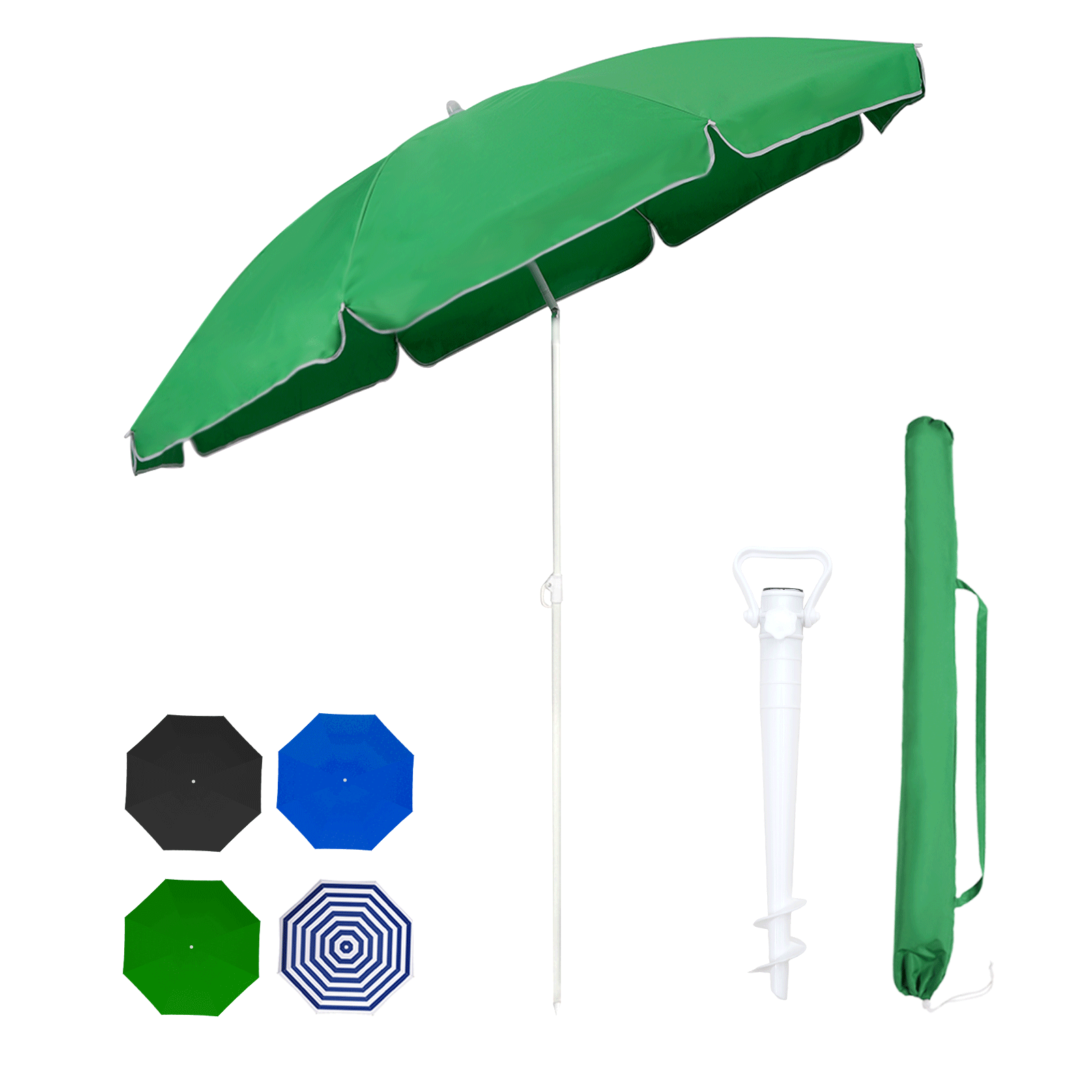 Sekey Sonnenschirm Ø160 cm rund mit Tragetasche & Bodenhülse, für Balkon & Strand Sekey