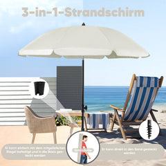 Sekey 180 cm Strandschirm mit Schutzhülle und Bodenhülse, Sonnenschutz UV50+