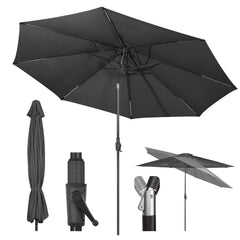 Sekey Runde Sonnenschirm Ø 350 cm mit Kurbel & Auto-Knickfunktion Windstabil, UPF 50+ Für Balkon, Terrasse & Garten Recyceltes Polyester (GRS-zertifiziert)