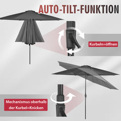 Sekey Runde Sonnenschirm Ø 350 cm mit Kurbel & Auto-Knickfunktion Windstabil, UPF 50+ Für Balkon, Terrasse & Garten Recyceltes Polyester (GRS-zertifiziert)