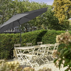 Sekey Runde Sonnenschirm Ø 350 cm mit Kurbel & Auto-Knickfunktion Windstabil, UPF 50+ Für Balkon, Terrasse & Garten Recyceltes Polyester (GRS-zertifiziert)
