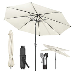 Sekey Runde Sonnenschirm Ø 350 cm mit Kurbel & Auto-Knickfunktion Windstabil, UPF 50+ Für Balkon, Terrasse & Garten Recyceltes Polyester (GRS-zertifiziert)