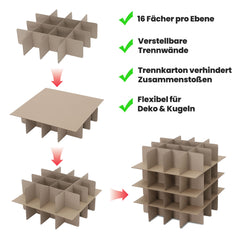 Salcar Schwarze Aufbewahrungsbox für 128 Weihnachtskugeln Faltbare Christbaumkugel-Box 64,8×32,3×34,2 cm mit 128 Fächern, Tragegriffen & Doppelreißverschluss