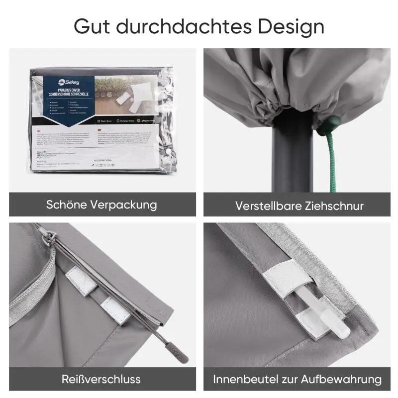 Sekey 136 x 27/35,5 cm Schutzhülle für 200 cm Sonnenschirm, aus Polyester-Gewebe Sekey