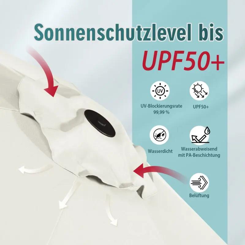 Sekey 220 × 400 cm Doppelsonnenschirm mit Kurbel, UV50+ Sekey