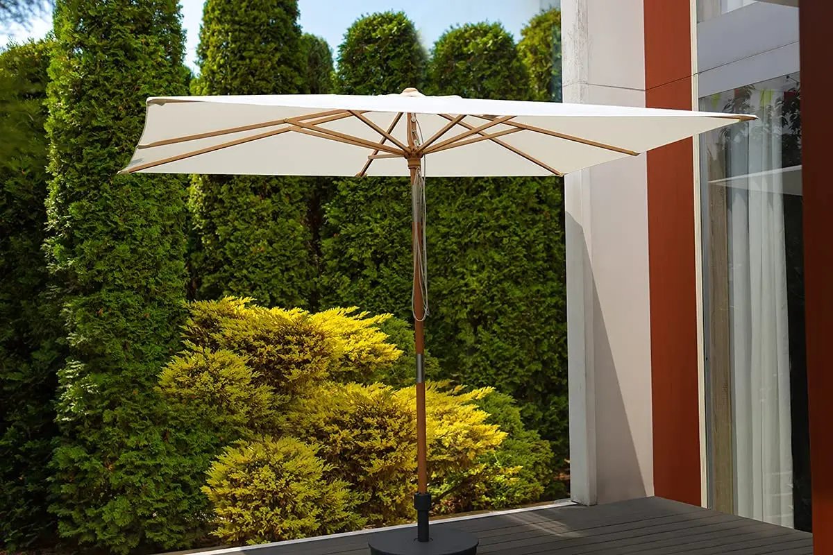 Sekey 300 x 200 cm Holz Sonnenschirm Rechteckig, Sonnenschutz UV50+ Sekey