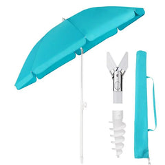 Sekey 160 cm Strandschirm mit Schutzhülle und Bodenhülse, Sonnenschutz UV50+