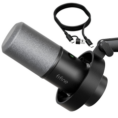 FIFINE K668 USB/XLR Dynamic Microphone with Mute Button and Shock Mount, Headphone Jack