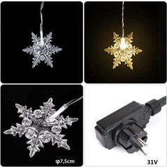 Salcar 3,2 x 0,8 m LED Lichtervorhang mit 18 Schneeflocken, 108 LEDs, 31V GS-zertifizierte Stromversorgung Salcar