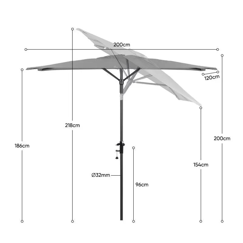 Sekey 200 x 125 cm Balkonschirm Rechteckig mit Balkongeländer, Sonnenschutz UV50+ Sekey