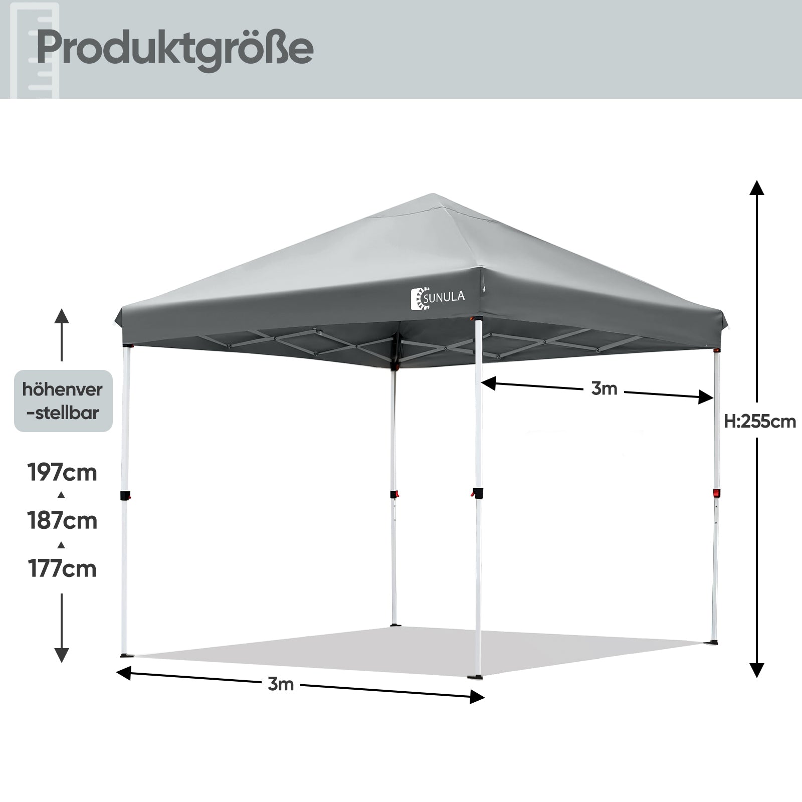 Sunula Pavillon 3x3m Wasserdicht & Stabil – Faltpavillon mit Verdickten Rohren, UV-Schutz & Tragetasche, für Garten, Camping & Veranstaltungen Sunula