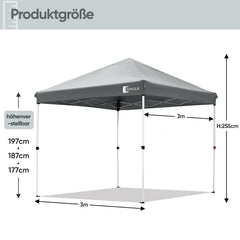 Sunula Pavillon 3x3m Wasserdicht & Stabil – Faltpavillon mit Verdickten Rohren, UV-Schutz & Tragetasche, für Garten, Camping & Veranstaltungen Sunula
