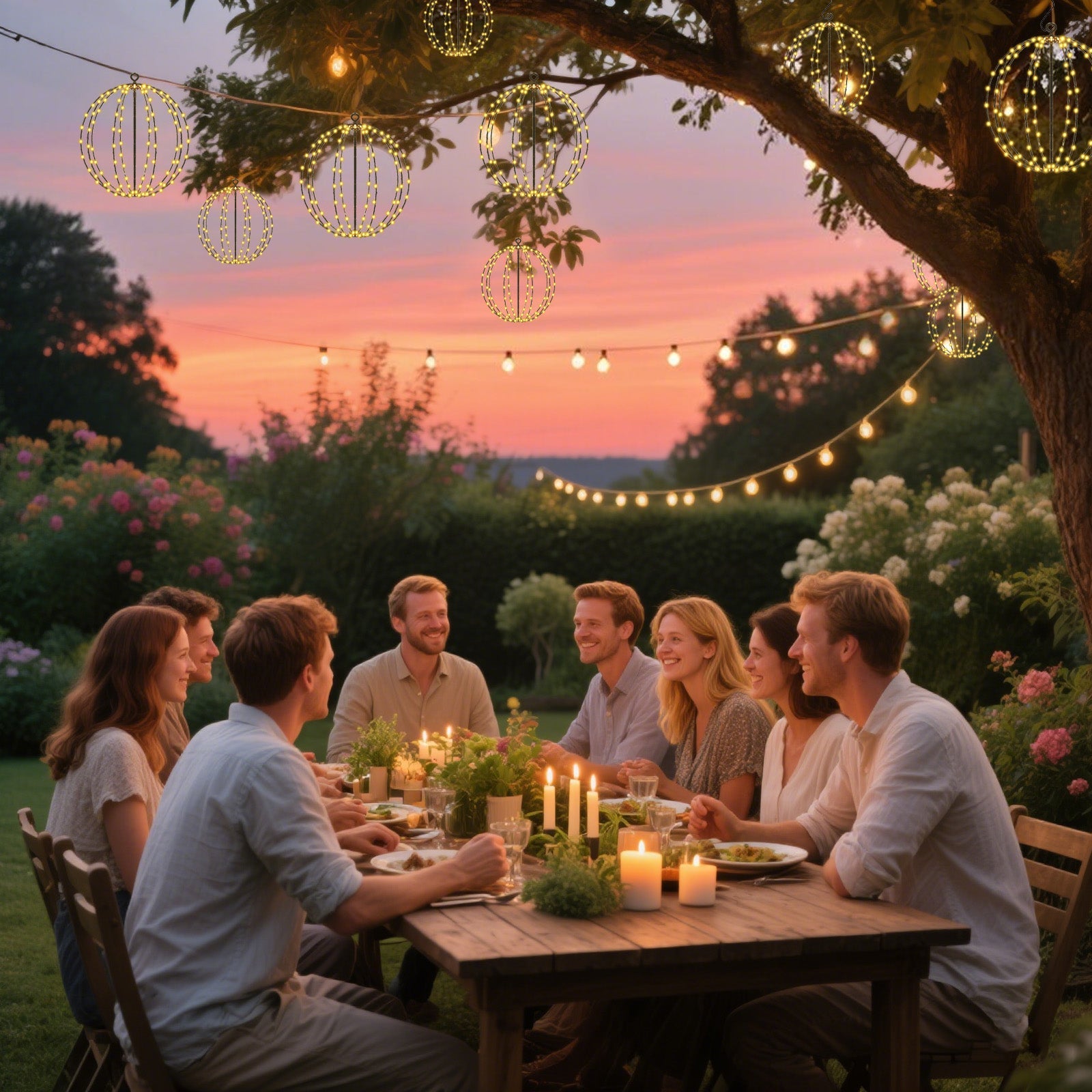 Salcar Solar LED Kugel Lichterkette warmweiß – 30 cm Ø mit 120 LEDs, 8 Modi & Fernbedienung, USB & Solar, IP44 wasserdicht, für Garten & Weihnachten Salcar