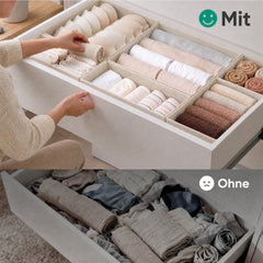 Sekey Aufbewahrungsboxen Set 6er Set aus Vliesstoff – Faltbare Stoffboxen Organizer für Schubladen & Regale, Beige, Größenmix S für Kleidung, Unterwäsche & Accessoires
