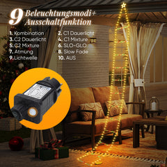 Salcar LED Weihnachts Leiter Lichterkette 3 m, 260 LEDs, Warmweiß & Bunt, 9 Modi, Timer & Memory, IP44 Wasserdicht, Weihnachtsbeleuchtung für Innen & Außen Salcar
