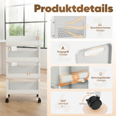 Sekey Rollwagen 25 cm breit, Küchenwagen mit 4 Ebenen/5 Ebenen, Servierwagen mit Rollen, Metall Aufbewahrungsregal, flexibel einstellbar, 360° drehbare Rollen mit Bremse