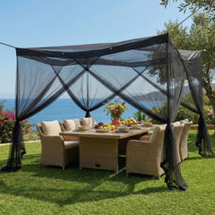 Sekey Moskitonetz Pavillon Schwarz 3,5×2,5×2,5 m – Großes Fliegennetz für Pergola & Terrasse, Robuster Mückenschutz Garten Outdoor mit Zubehör