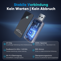 Salcar Kabelloser Android Auto Adapter – 2025 Upgrade, Wireless USB Dongle mit Dualband WiFi für stabile & unterbrechungsfreie Verbindung, kompatibel mit Android 11+ Salcar