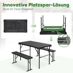 Sekey Bierzeltgarnitur 113 cm – 3-teiliges klappbares Set mit Tisch & 2 Bänken | Esstischgarnitur für Garten, Balkon, Camping oder Party Sekey