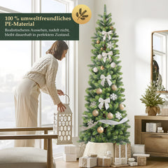 SALCAR Slim Artificial Christmas Tree 120/150/180/210 cm | Slim Nordmann Fir made of PE, Space-saving, Realistic, Reusable, With Metal Stand