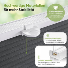 Salcar Wabenplissee Anthrazit ohne Bohren – Verdunkelungsplissee Thermo Doppelplissee Klemmfix für Fenster & Türen, Up & Down Plissee mit Hitze- und Schallschutz