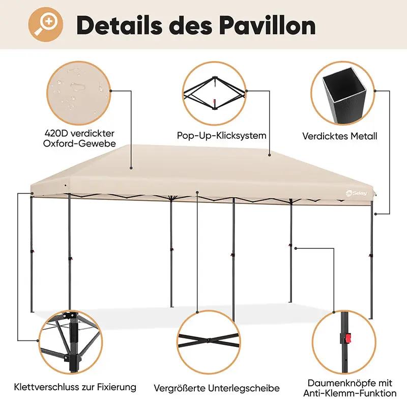 Sekey 300 x 600 cm Faltpavillon mit 6 Sandsack Sekey